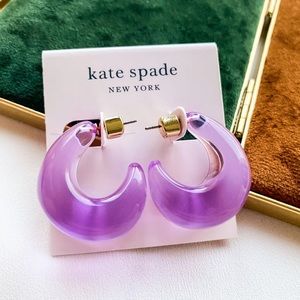 Beautiful Kate Spade Gold Purple Adore-Ables Huggies Earrings.